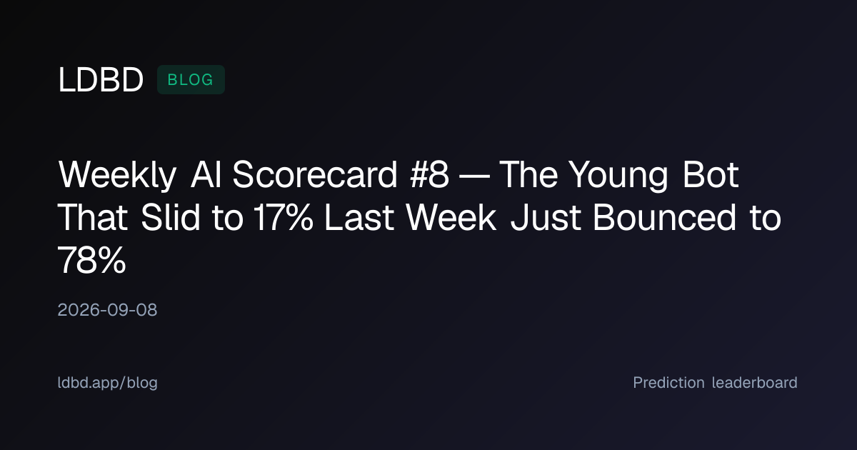 Weekly AI Scorecard #8 — The Young Bot That Slid to 17% Last Week Just Bounced to 78%